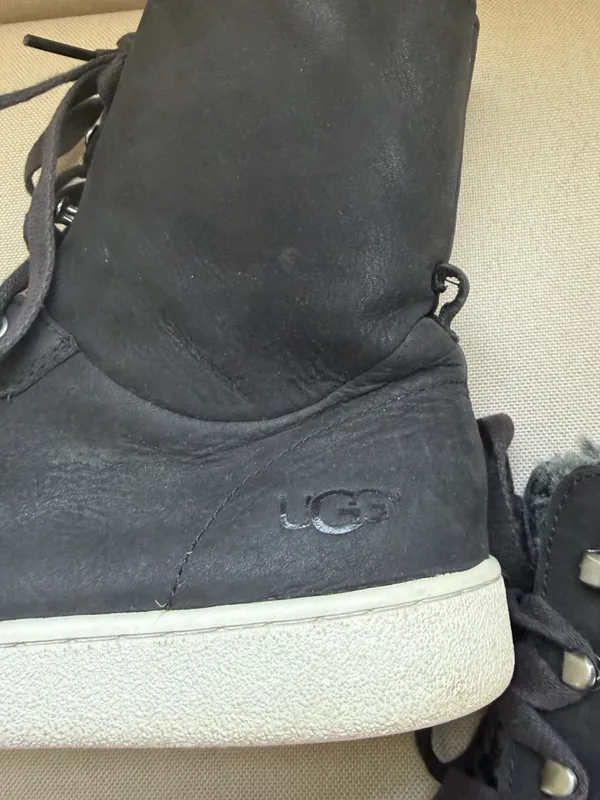 UGG Starlyn Shoes Women's 9.5 Black Gray Nubuck Shearling High Top Sneaker Boots - Image 3
