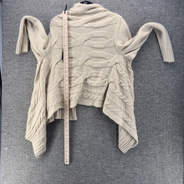 April Cornell Open Cardigan Medium Cream Wool Waterfall Wool Blend Cable Knit - Image 12