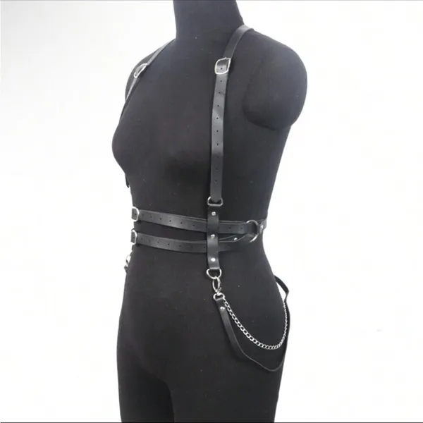 Harness Double Belt Suspenders Chain New Black - Image 2
