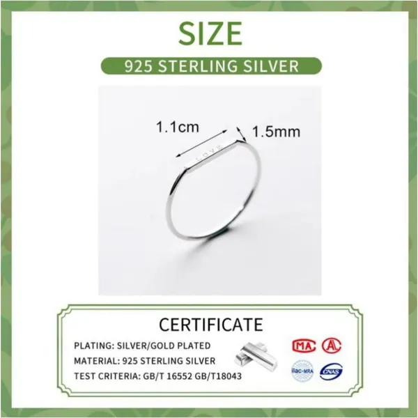 NEW Women's Dainty‎ White Gold-Plated S925 LOVE Bar Ring Size 4 - Image 11