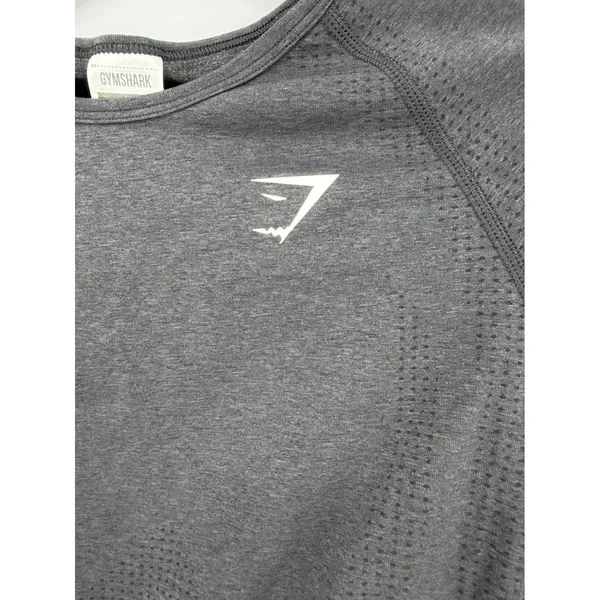 Gymshark Crop Top Vital Seamless 2.0 Large Grey Long Sleeve Thumbhole Activewear - Image 3