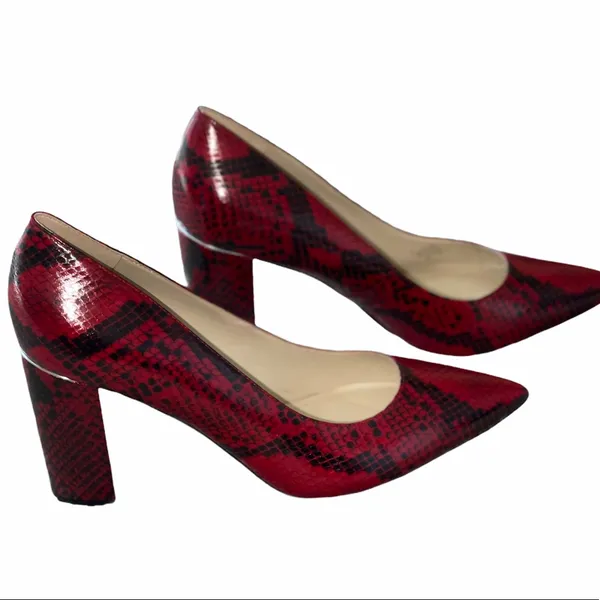 NEW MARC FISHER SNAKE PRINT Pump Heel Sandal Slip On - Image 7