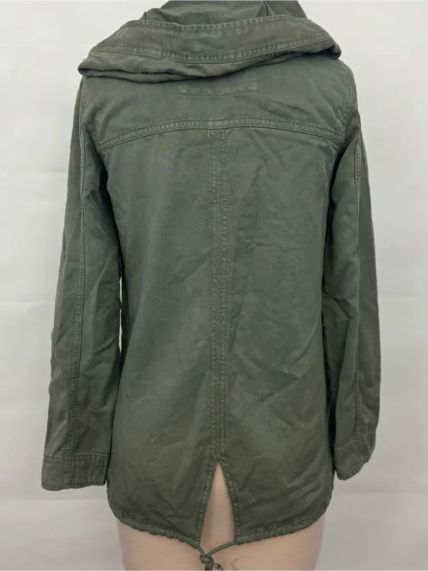 American Eagle Small 100% Lyocell Military Utility Hood Jacket Olive Green XS - Image 3