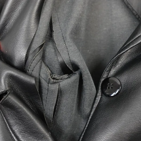 Vintage Faux Vegan Black Leather Jacket Blazer - Image 5