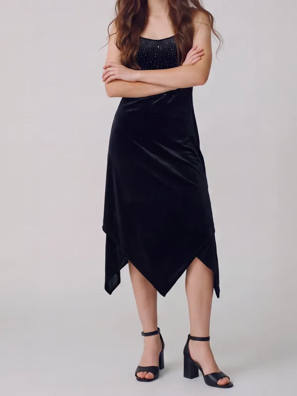 Vintage Rampage 90s Y2K Velvet crystal Fairy Hem Midi Slip Dress cocktail moody - Image 2