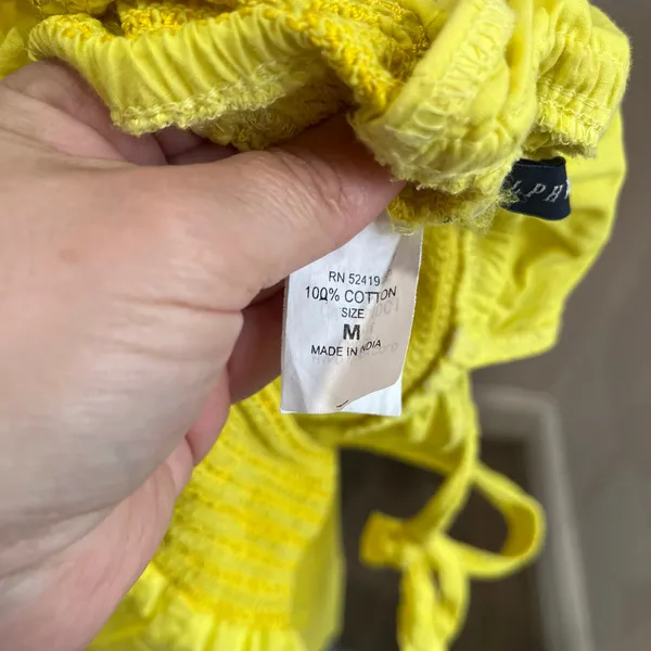 Ralph Lauren‎ Yellow Halter Mini Dress Embroidered Empire Waist Women’s Size M - Image 5