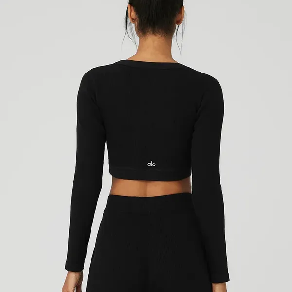 Alo Black Ribbed Top - Image 3