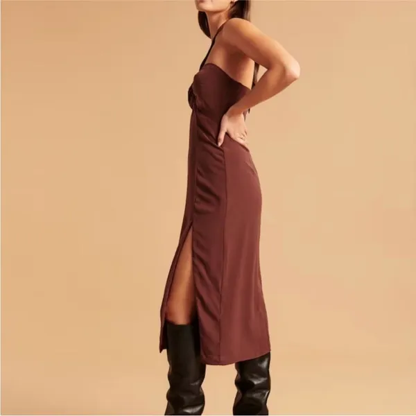 Abercrombie and Fitch Knot-Front Cutout Halter Midi Dress - Image 2