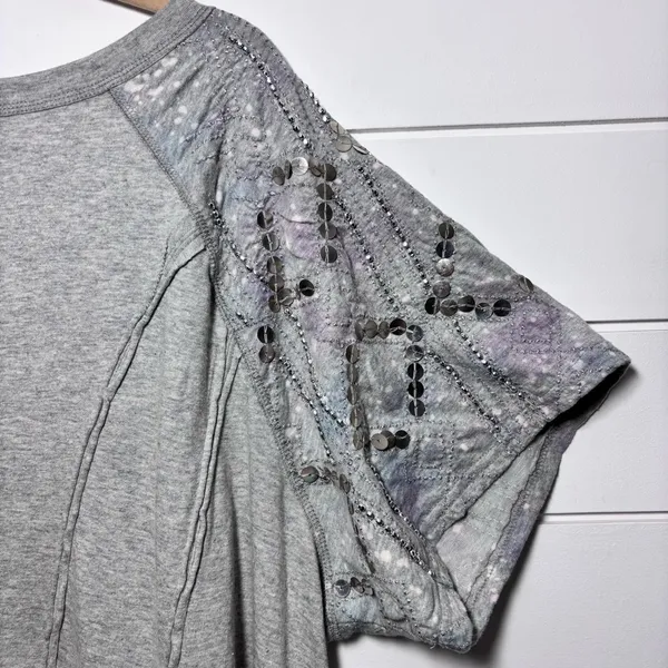 Free People Shine Me Out Top Embellished Sleeve Pullover Open‎ Back Large L NEW - Image 3