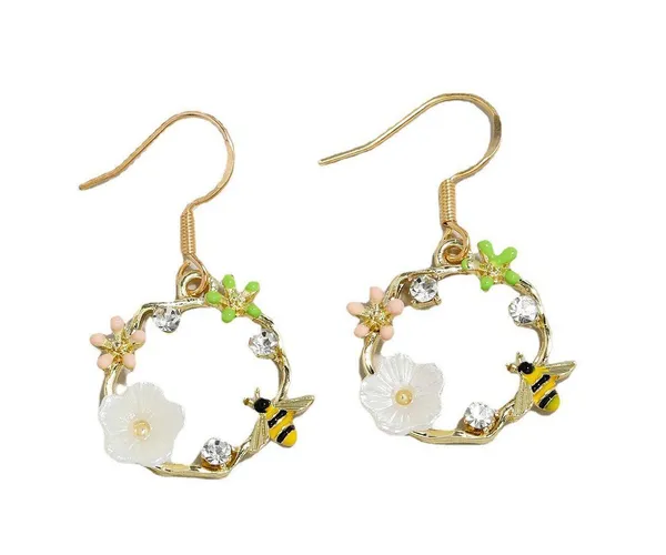 Bee Flower Dangle Drop Earrings for Women Multi - Image 5