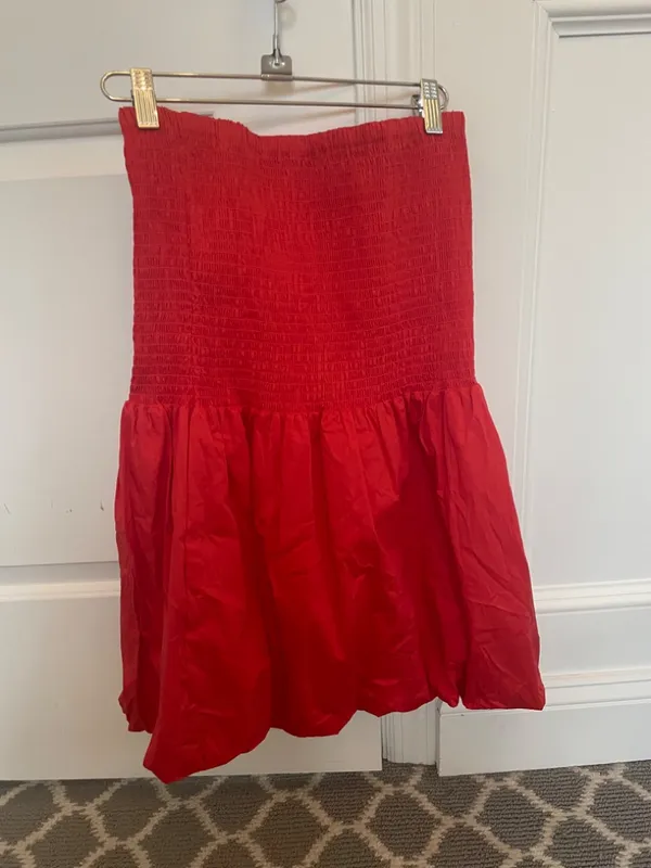 Simo Miller Red Via Smocked Mini Dress Size M! - Image 4