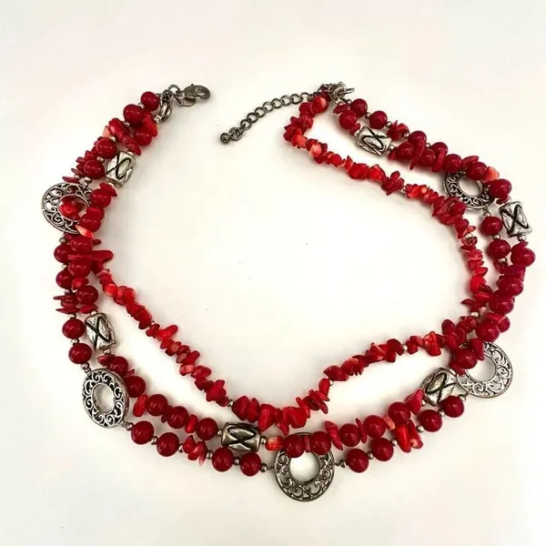 Premier Designs red coral multi strand necklace - Image 8