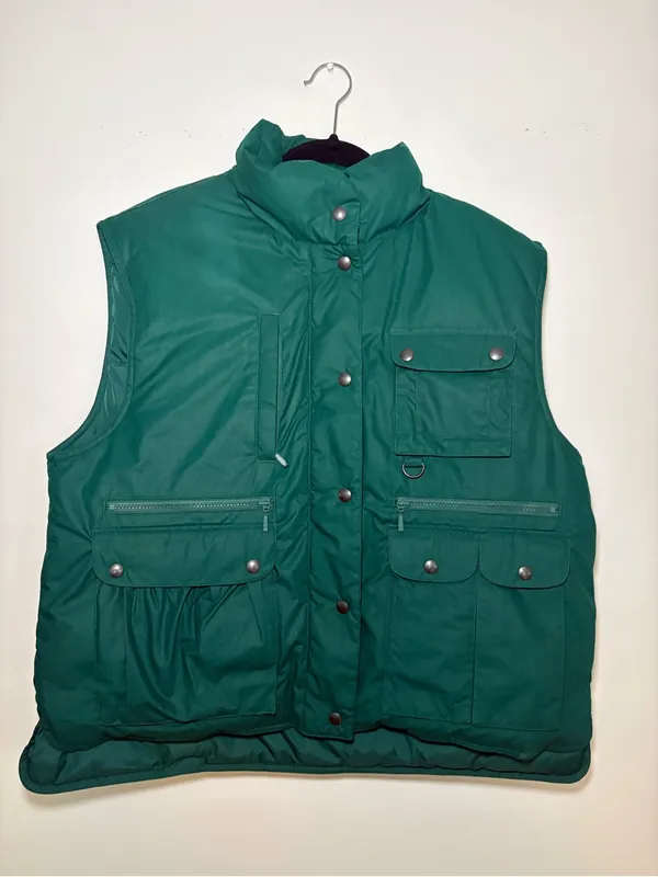 Eddie Bauer Vintage Goose Down Green Utility Vest Womens Large Made in USA - Image 10