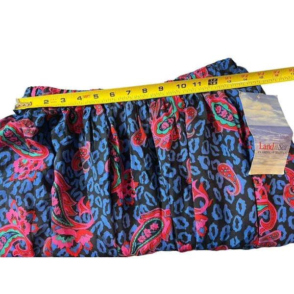 Land And Sea Vintage Ames Bold Blue Pink Floral Midi Elastic Waist Skirt M NWT - Image 11