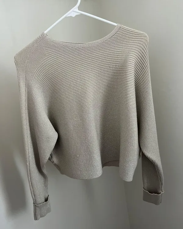 Champagne Cropped Sweater Size XS - Image 3