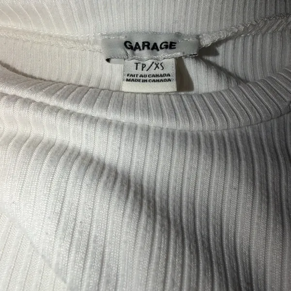 Garage ribbed cut out white long sleeve top - Image 3