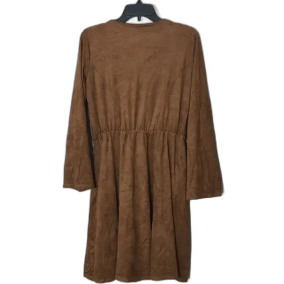 NY‎ collection baby doll dress brown suede long sleeve dress size medium - Image 10
