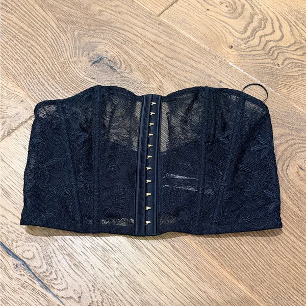 Victoria's Secret Black Lace Strapless Corset‎ large NWT - Image 2