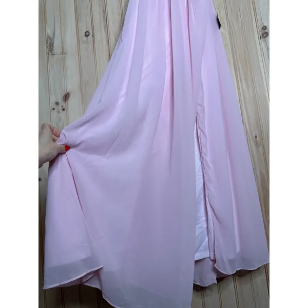 NWT Lulus Marilina Light Pink Pleated Twist-Front Maxi Dress Bridesmaid Gala L - Image 5