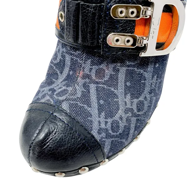 Dior Galliano SS 2006 Flight Diorissimo Monogram Denim Platform Clog Heels EU 36 - Image 8