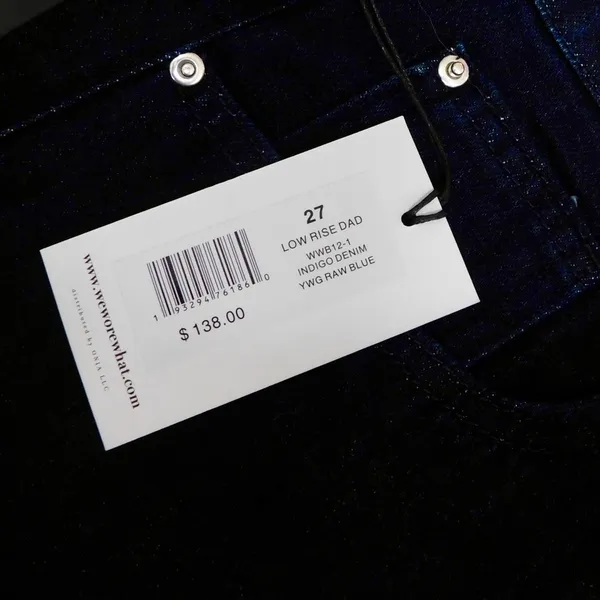 NWT!! WEWOREWHAT Low Rise Dad Jeans Dark Wash Blue Raw Hems Denim Casual Size 27 - Image 11