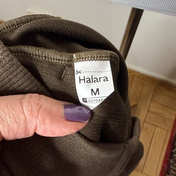 Halara Brown Ribbed Stand Collar Zip Track Jacket with Taupe Stripes NWOT M - Image 6