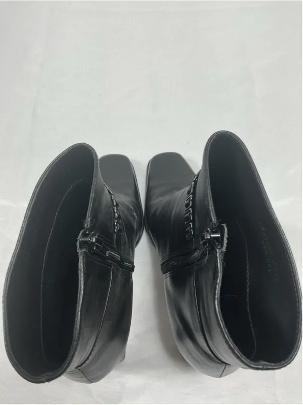 Womans Mister Shoes Ankle Boots 8.5 M Black Block Heel Side Zip Square Toe - Image 5