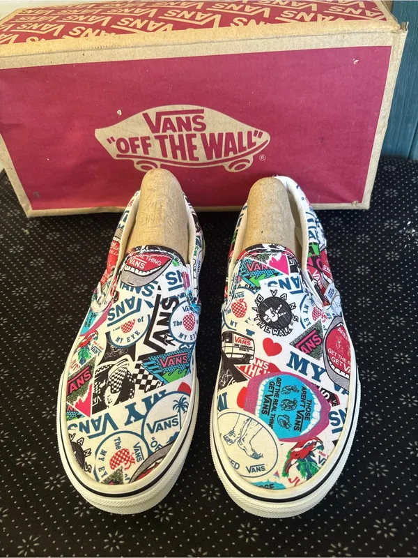 Vans Slip-On Sneakers in Multi-Color Sticker Print - Image 2