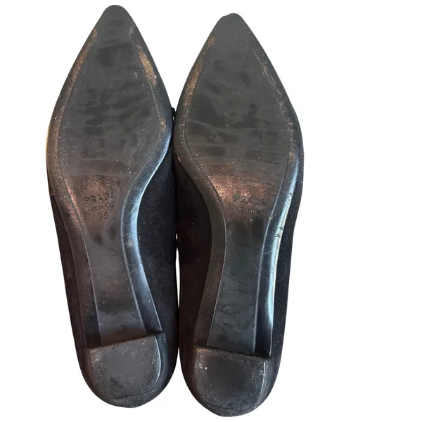 Prada Vintage Black Suede Horsebit Pointed Toe Loafers Black IT 38 US 8 Archive - Image 7