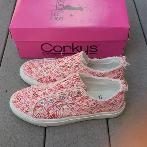 NWT Corky's Babalu Heart Print Slip On Sneakers | Corkys Heart Print Sneakers - Image 4
