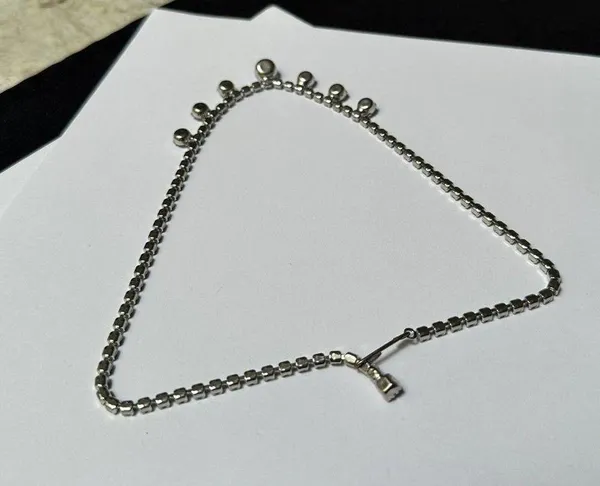 Blue Prong Set Rhinestone Silver Tone Choker Necklace - Image 8