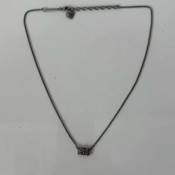 Kendra Scott Pattie Platinum Drusy Pendant Necklace Silver Tone Chain - Image 2