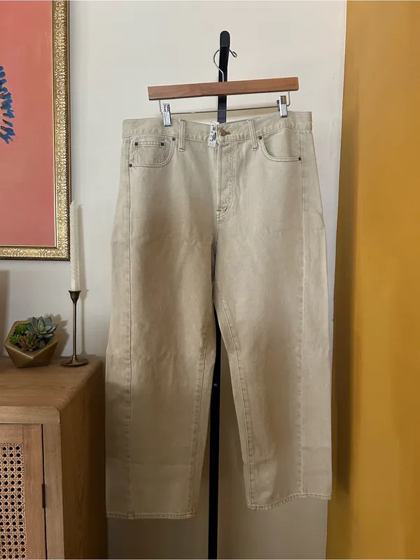 Madewell Pieced Barrel-Leg Jeans Faded Khaki Tan Beige NWT $148 Size 31 (US 12) - Image 4