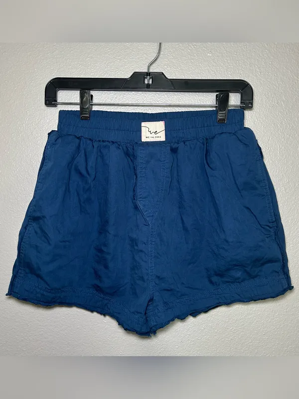 Free People Day To Day Blue Cotton Blend Loungewear Boxer Shorts Women’s Size XS - Image 2