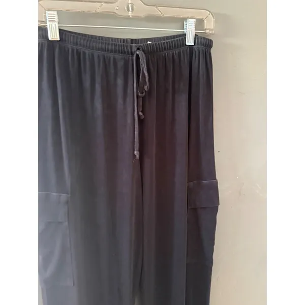 Private Edition by‎ Chicos Black Slinky Knit Cargo Pants Wide Leg Vintage Small - Image 3