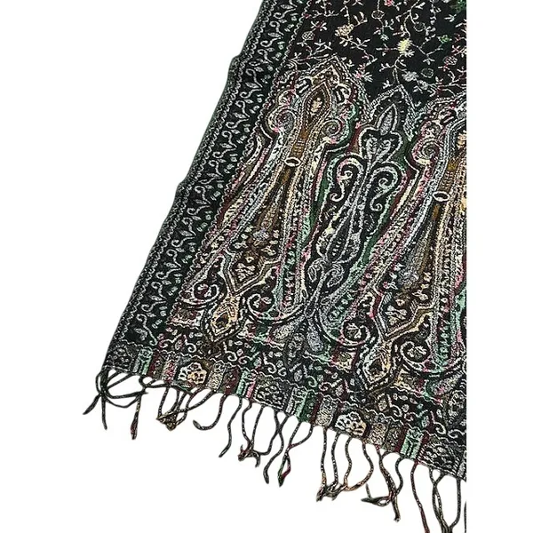 Jamawar Paisley Floral Pashmina Blend Scarf‎ Fringed Shawl Wrap 64x28 Boho Soft - Image 6
