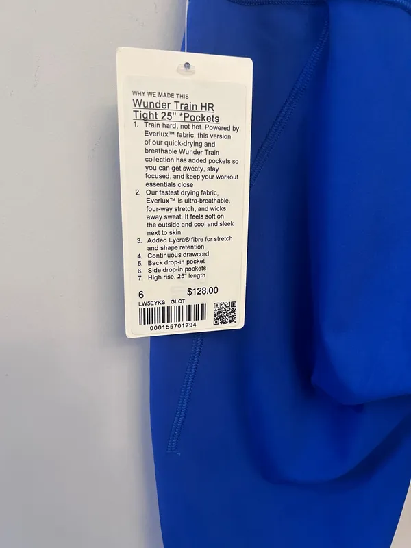 NWT Lululemon Wunder Train HR Tight with Pockets 25" Size 6 Galatic Cobalt - Image 8