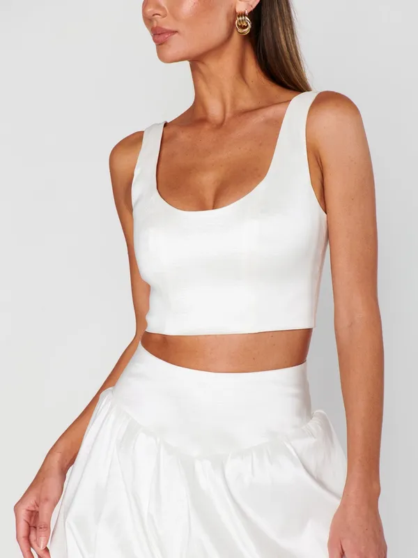 Show Me Your Mumu Vivianna Crop Top Size Small S White Taffeta NWOT corset - Image 3