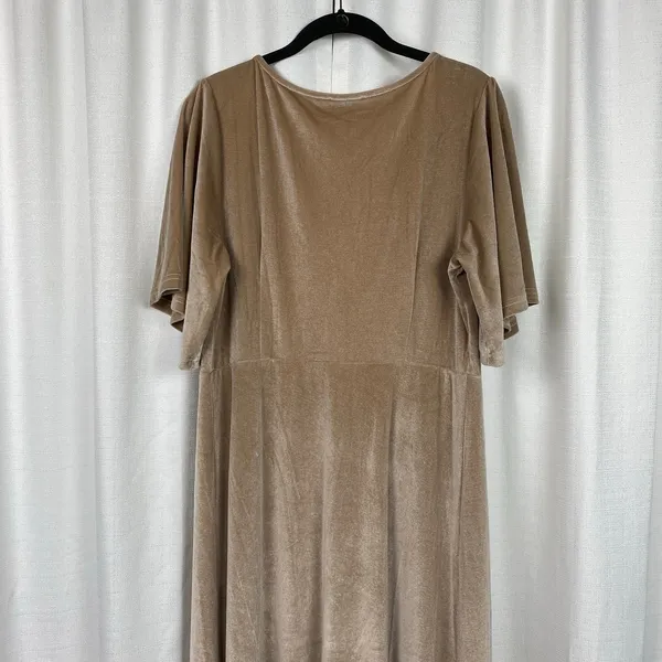 Baltic Born Beige Velvet Meghan Short Flutter Sleeve Wrap Maxi Dress Sz.XL - Image 13