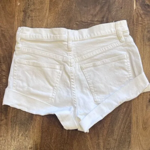 J. Crew Women's White Casual Denim Jean Shorts Size 25 roll up‎ Festival hi rise - Image 2
