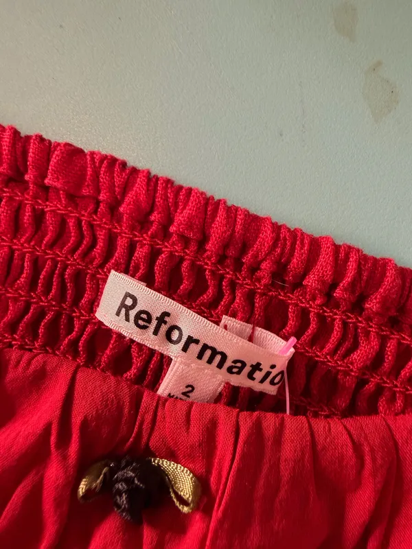Reformation Emery Linen Top Red Size 2 - Image 6