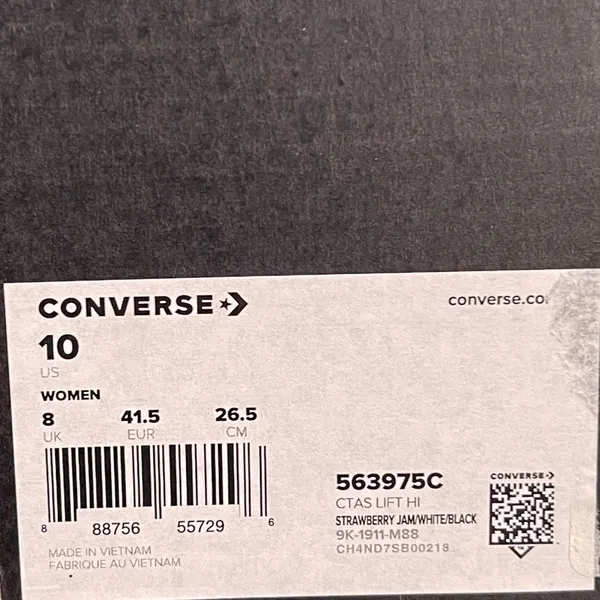 Converse Chuck Taylor All Star Lift Platform High Tops -Canvas in Strawberry Jam - Image 10