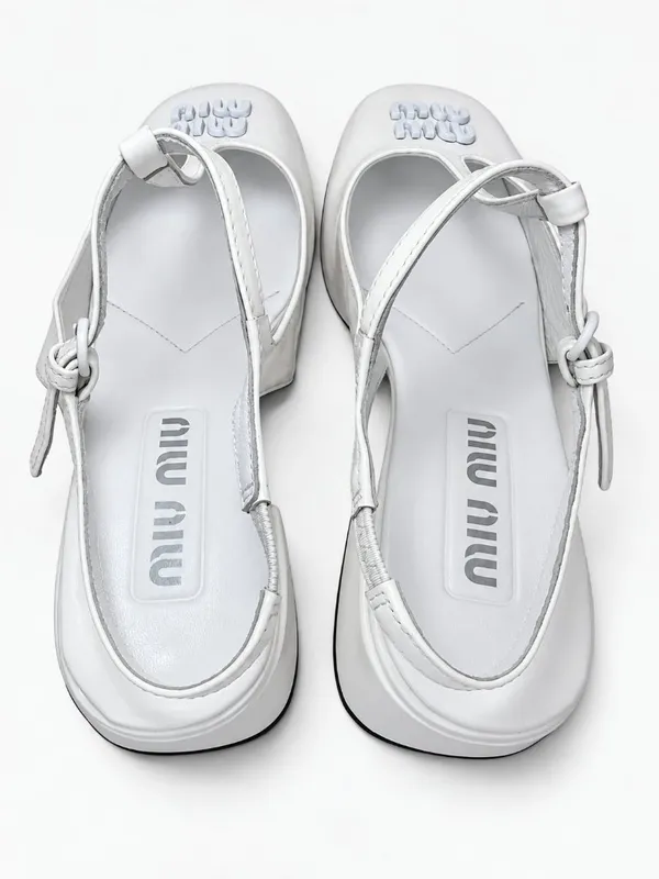 Miu Miu White Patent Leather Mary Jane T‑Strap Square Toe Slingback Pumps EU36 - Image 3