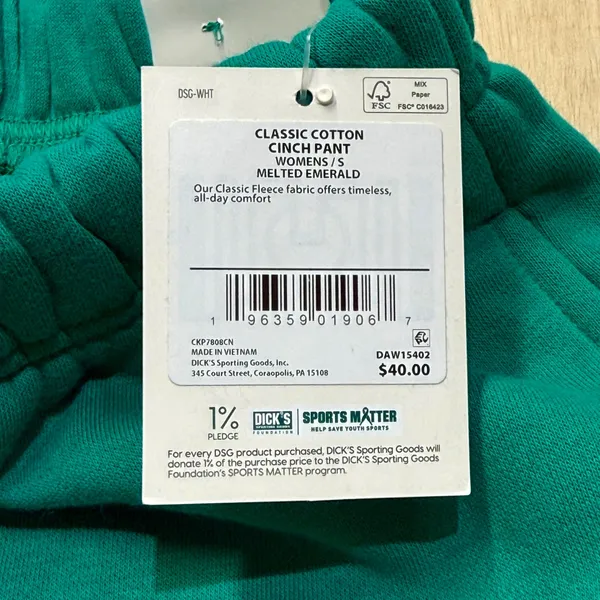 DSG Women Classic Fleece Cinch Sweatpant Melted‎ Emerald Green Small Jogger NEW - Image 8