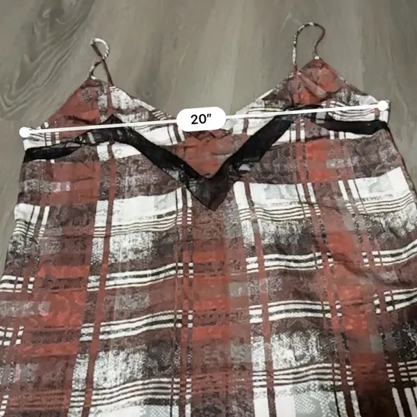 Lovers + Friends Plaid Camisole‎ Tank Top Women's Size Large Lace Trim V-Neck - Image 9