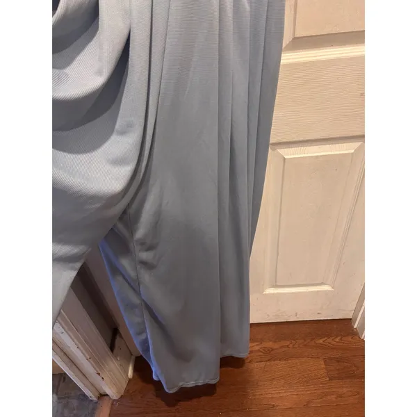 Halara‎ L V Neck SS Side Pocket Wide Leg Flowy Waffle Casual Jumpsuit Quiet Blue - Image 8