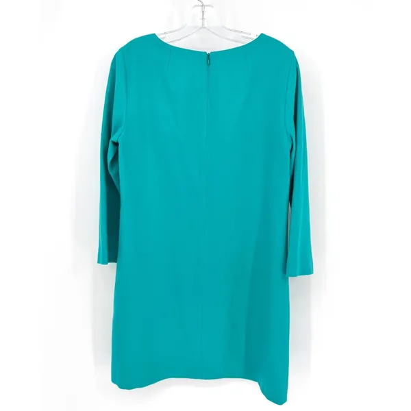 J.Crew Jules Wool Shift Dress Women 8 Teal‎ 3/4 Sleeve Classic Career Preppy - Image 8