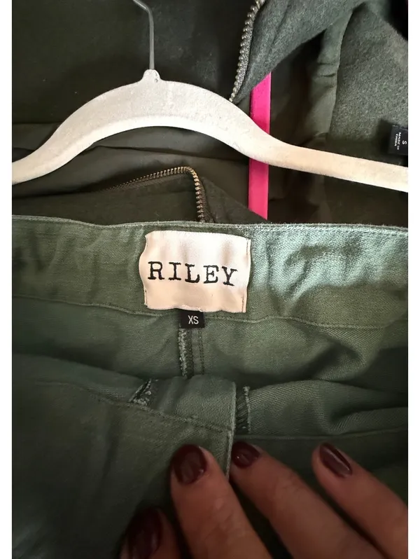 Riley Olive Green Wide Leg Pants with Drawstring Waist XS - Image 4