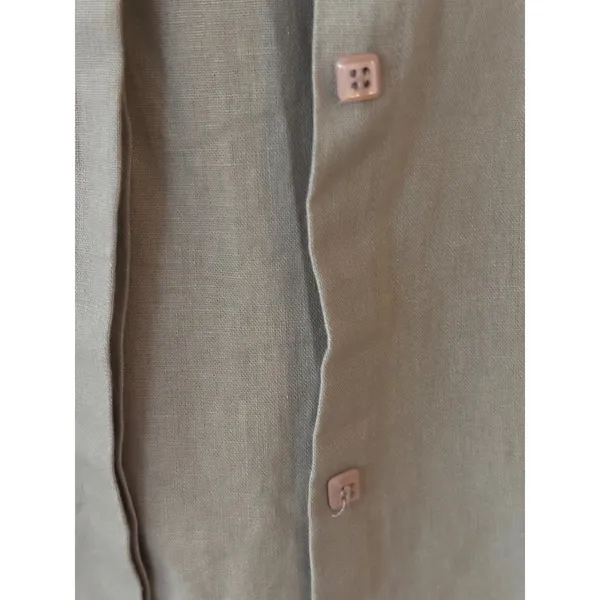 Jamie Sadock Womens XL Tan Linen Cotton Button Down Shirt Zip Pockets Utility - Image 2