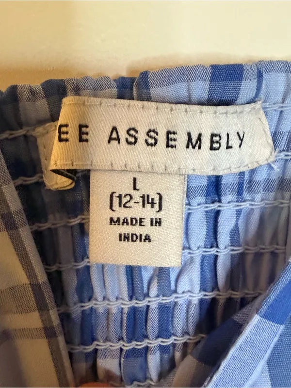 Free Assembly Blue Plaid Mini Dress NWT Size Large - Image 6
